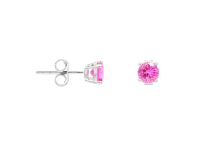 Brinco Ponto de luz - Zircônia Rosa 4 garras