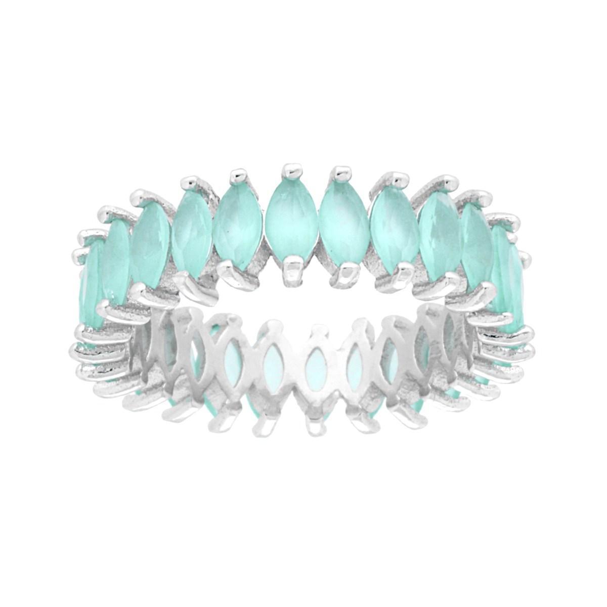 Anel em Prata com Pedra Navete Aquamarine